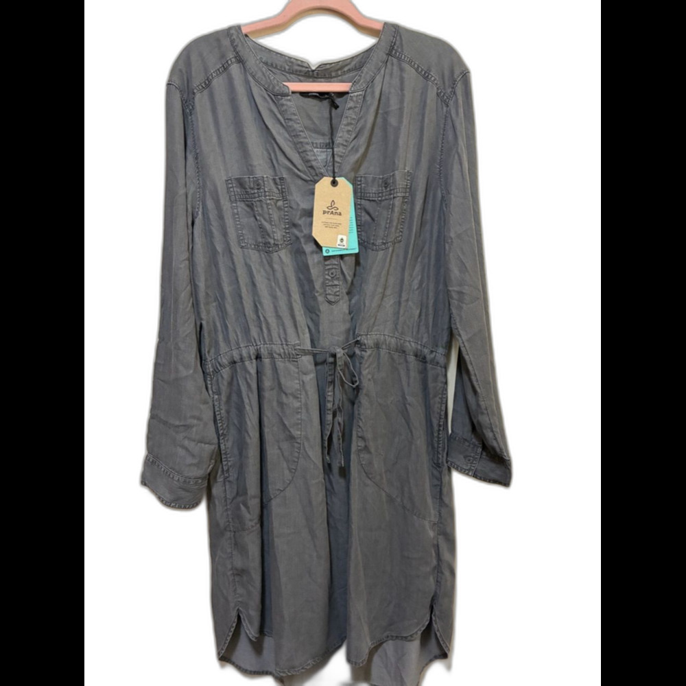 Prana Abbey Shirt Dress Grey Tencel size xl NWT